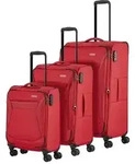 Travelite Chios 4 Rollen Kofferset 3-teilig mit Dehnfalte rot