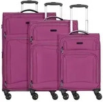 d&n Travel Line 9204 4 Rollen Kofferset 3-teilig mit Dehnfalte lila
