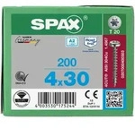 SPAX Halbrundkopf T-STAR plus 4CUT Vollgewinde Edelstahl rostfrei A2 1.4567 4x30 -