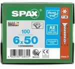 SPAX Senkkopf T-STAR plus - Vollgewinde Edelstahl rostfrei A2 1.4567 T30 - 6x50 - 100