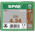 SPAX Korpusschraube, R&uuml;ckwandkopf, T-STAR plus, Vernickelt 4,0 x 34mm - 200 Stk