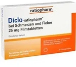 DICLO-RATIOPHARM bei Schmerzen u.Fieber 25 mg FTA