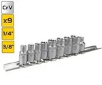 9-tlg. Au&szlig;ensechsrund-Nuss E-Profil von E5 bis E16