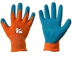 Kinder Arbeitshandschuhe mit Latexbeschichtung orange/blau 3