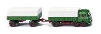Wiking H0 (1:87) 042905 - Pritschenh&auml;ngerzug (MB LP 333) - grasgr&uuml;n Modellbahn