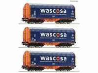 Roco H0 (1:87) 76009 - 3-tlg. Set: Schiebeplanenwagen, Wascosa Modellbahn