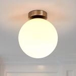 Lindby Deckenleuchte Lennie, wei&szlig;, Glas, &Oslash; 20 cm, IP44, E27