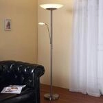 Lindby LED-Stehleuchte Ragna, Leselicht, nickel, dimmbar