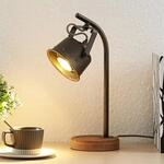 Lindby Tischlampe Rubinjo, 37cm, schwarz, Holz, Metall, GU10