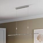 Lucande LED-Pendellampe Arnik, 140 cm, nickelfarben, dimmbar