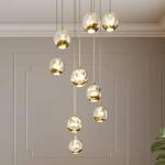 Lucande LED-H&auml;ngelampe Hayley, &Oslash; 40 cm, 9-flg., gold, Glas