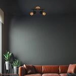 Deckenspot Plek GU10 schwarz/Holz zweiflammig