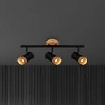Deckenspot Plek GU10 schwarz/Holz dreiflammig