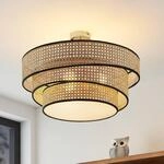 Lucande Deckenleuchte Elowen, &Oslash; 56 cm, Rattan, Bambus