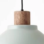 Pendelleuchte Erena mit Holzdetail, hellgr&uuml;n