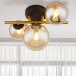 LED-Deckenleuchte Riha, amber, L&auml;nge 28,5 cm, 3-flg., Glas