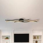 LED-Deckenlampe Geronimo, L&auml;nge 108 cm, schwarz/Holzoptik