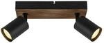 Wandleuchte Jello Wood, schwarz/holz zweiflammig
