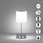 LED-Akku-Tischlampe Riva nickel/opal H&ouml;he 34,5cm