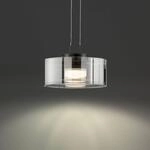 LED-H&auml;ngelampe LAVIN, schwarz/rauch, &Oslash; 20 cm Metall/Glas dim