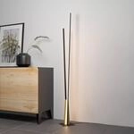 LED-Stehleuchte Panagria, schwarz mit Holzdetail