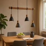 Lindby H&auml;ngeleuchte Trebale, E14, &Oslash; 15 cm, 4-flammig, Holz