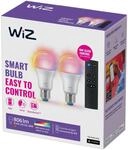 WiZ A60 LED matt WiFi E27 8,5W RGBW Remote 2er-Set