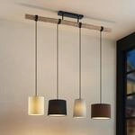 Lindby H&auml;ngeleuchte Amilia, Stoff, 4-flg., grau/beige, E27