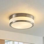 Lindby Deckenlampe Flavi, &Oslash; 28 cm, nickel, Glas, IP44, E27