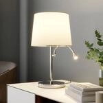 Lindby Tischleuchte Benjiro, wei&szlig;, Textil, Leselampe, 52cm