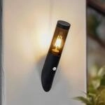Lindby Au&szlig;enwandleuchte Statius, anthrazit, Eisen, Sensor