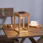 Lindby LED-Solar-Terrassenleuchte Peransa, Holz, 25 cm hoch