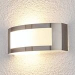 Lindby Au&szlig;enwandlampe Raja, 25cm breit, Edelstahl, IP44, E27