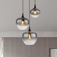 H&auml;ngelampe Maxy, &Oslash; 48 cm, rauchgrau, Glas, 3-flg.