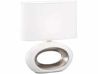 Tischlampe Coba oval Stoffschirm weiß Chromdetail