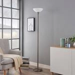 Lindby Stehlampe Ignacia, nickelfarben, Glas, 180 cm, E27