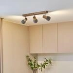 Lindby Strahler Filiz, 3-flg., 47 cm lang, Holz, Beton, E14