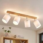 Lindby Deckenstrahler Imarin, 81 cm, wei&szlig;, 4-flammig, Holz