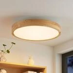 Lindby LED-Deckenlampe Lanira, &Oslash; 50 cm, Holz, Remote, CCT