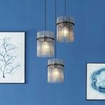 H&auml;ngeleuchte Gorley, &Oslash; 47 cm, rauchgrau, 3-flg., Glas