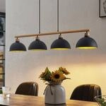 Lindby H&auml;ngeleuchte Tirzana, 4-flg., schwarz, Metall, Holz