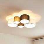 Lindby Deckenlampe Lettie, grau/schwarz/wei&szlig;, 5-flammig, E27