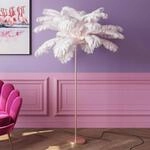 KARE Feather Palm Stehleuchte mit Federn, wei&szlig;