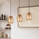 H&auml;ngelampe Bidar, L&auml;nge 71 cm, kaffeebraun, 3-flg., Metall