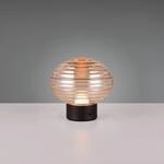 LED-Akku-Tischlampe Earl, schwarz/amber, H&ouml;he 14,5 cm, Glas