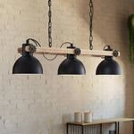 H&auml;ngelampe Lubenham, schwarz/holz hell, L&auml;nge 90 cm, 3-flg.