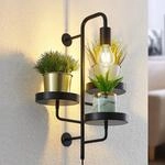 Lindby Wandleuchte Hanjo, H&ouml;he 50 cm, schwarz, Metall