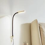 Lindby LED-Leselampe Flexola, gold, rund, Metall, Stecker