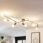 Lindby Deckenstrahler Christoph, 130 cm, 5-flg., Holz, Glas
