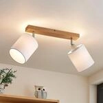 Lindby Imarin Deckenstrahler, 2-flammig, eiche/wei&szlig;